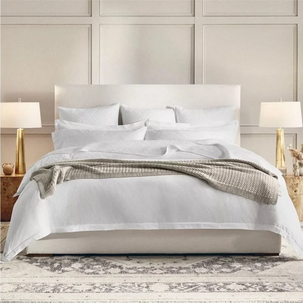 NWT Boll & Branch percale White Hemmed Sheet Set Queen